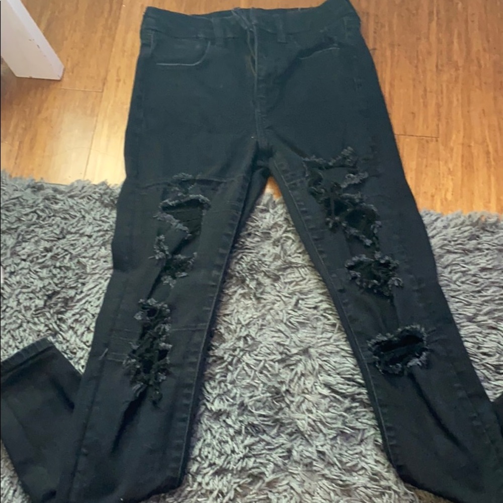 Black Distressed American Eagle Jeans